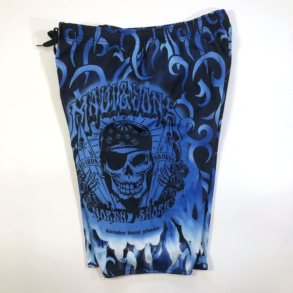 Maui & Sons Boys' Skull Board Shorts Size 14/16 - Picture 2 of 7
